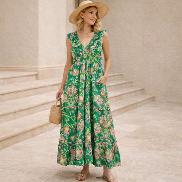 Caroline Constas Dresses & Skirts - Caroline Constas Floral Tiered Maxi Dress 100% Cotton